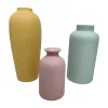 Matte ceramic vase in a three-color combination of yellow, pink and green, a simple and modern home decoration Item Picture